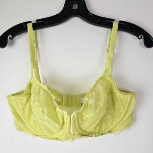 Auden Balconette Coverage Unlined Underwire Bra Lace Women's Size 38C Lime Green